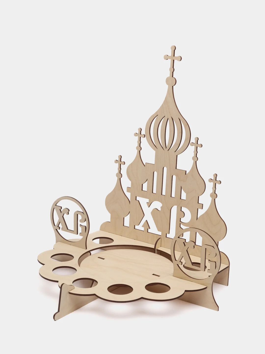 Пасхальная подставка для яиц и кулича "Храм", светлая