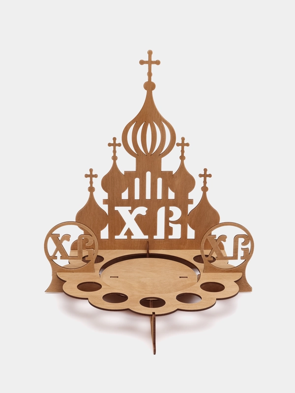 Пасхальная подставка для яиц и кулича "Храм", дуб