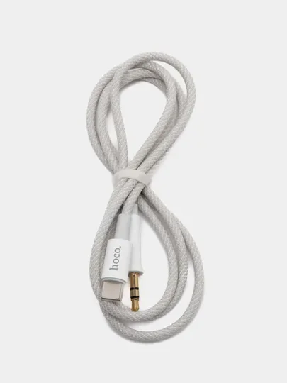Черный аудиокабель aux на Type-c, Кабель-переходник Hoco UPA19, AUX 3.5mm - Type-C, 1 м