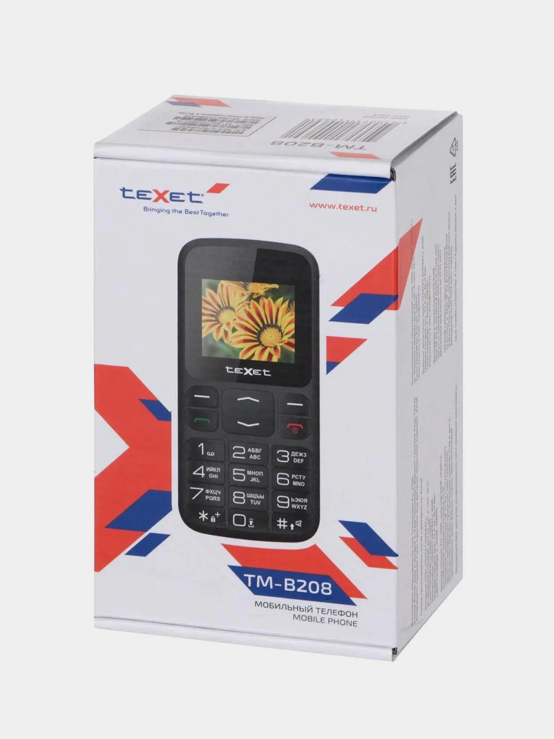 Черный мобильный телефон Texet TM-B208, для пожилых