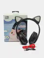 Наушники-Кошки MYBIT W-32, беспроводные, MIC, BT 5.0, AUX, microSD, MP3, 400 мАч, черные
