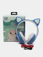 Наушники-Кошки MYBIT W-32, беспроводные, MIC, BT 5.0, AUX, microSD, MP3, 400 мАч, синие