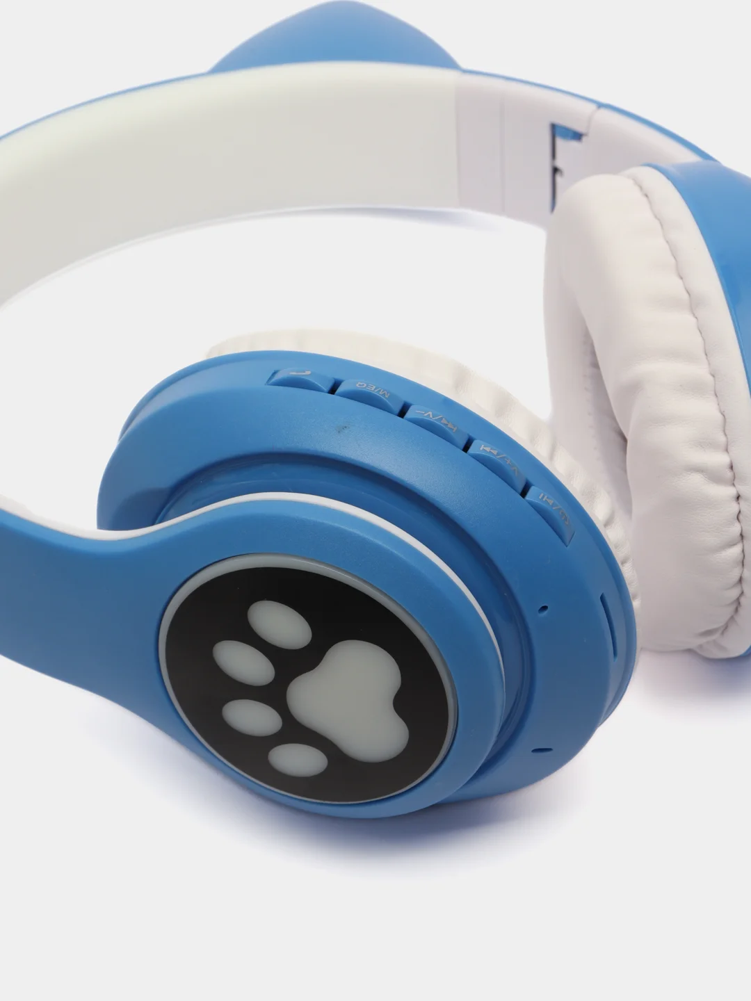 Наушники-Кошки MYBIT W-32, беспроводные, MIC, BT 5.0, AUX, microSD, MP3, 400 мАч, синие