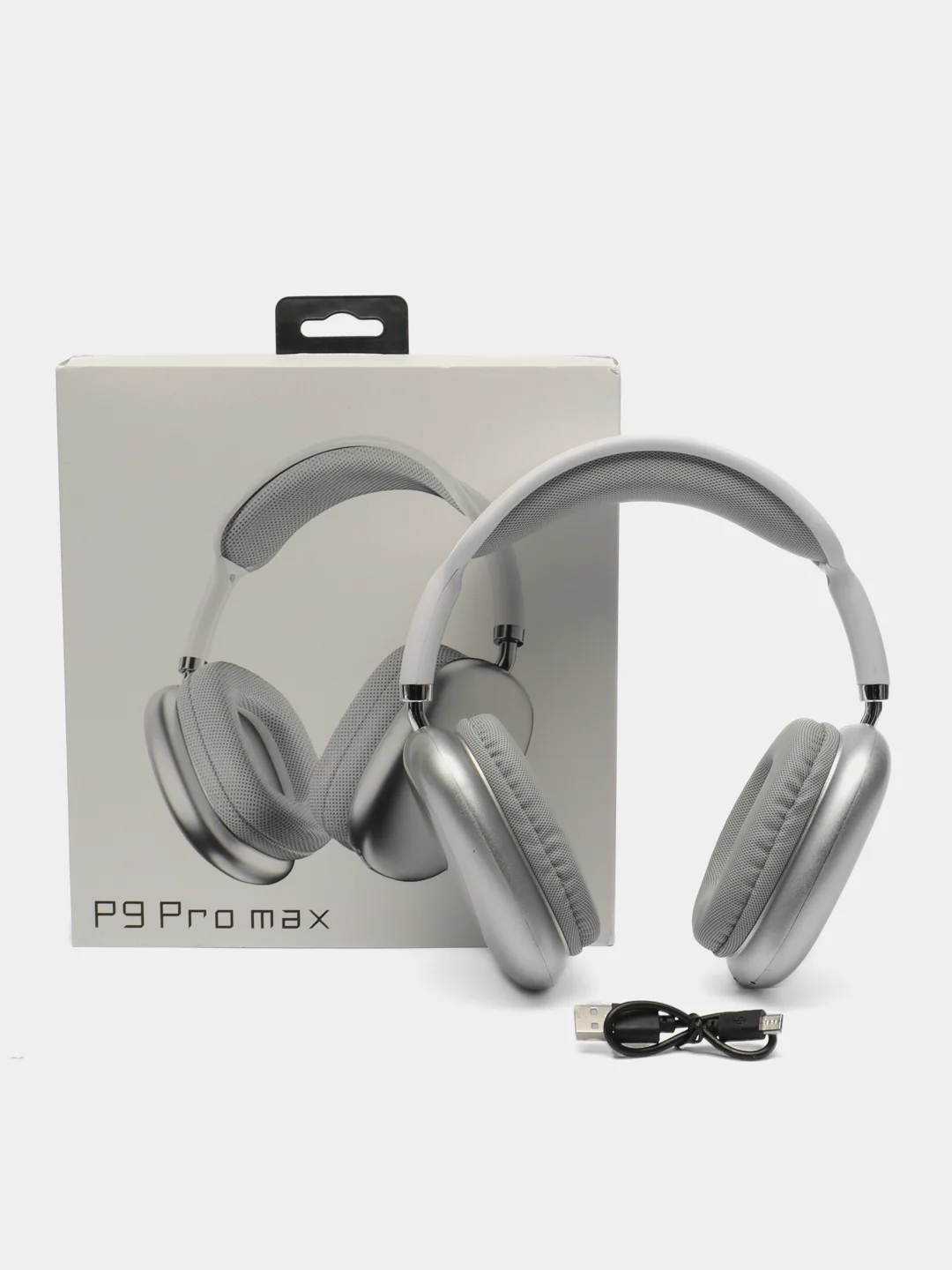 Наушники беспроводные P9 Pro Max, накладные, BT 5.0, микрофон, Jack 3.5 мм, 150 мАч, серые