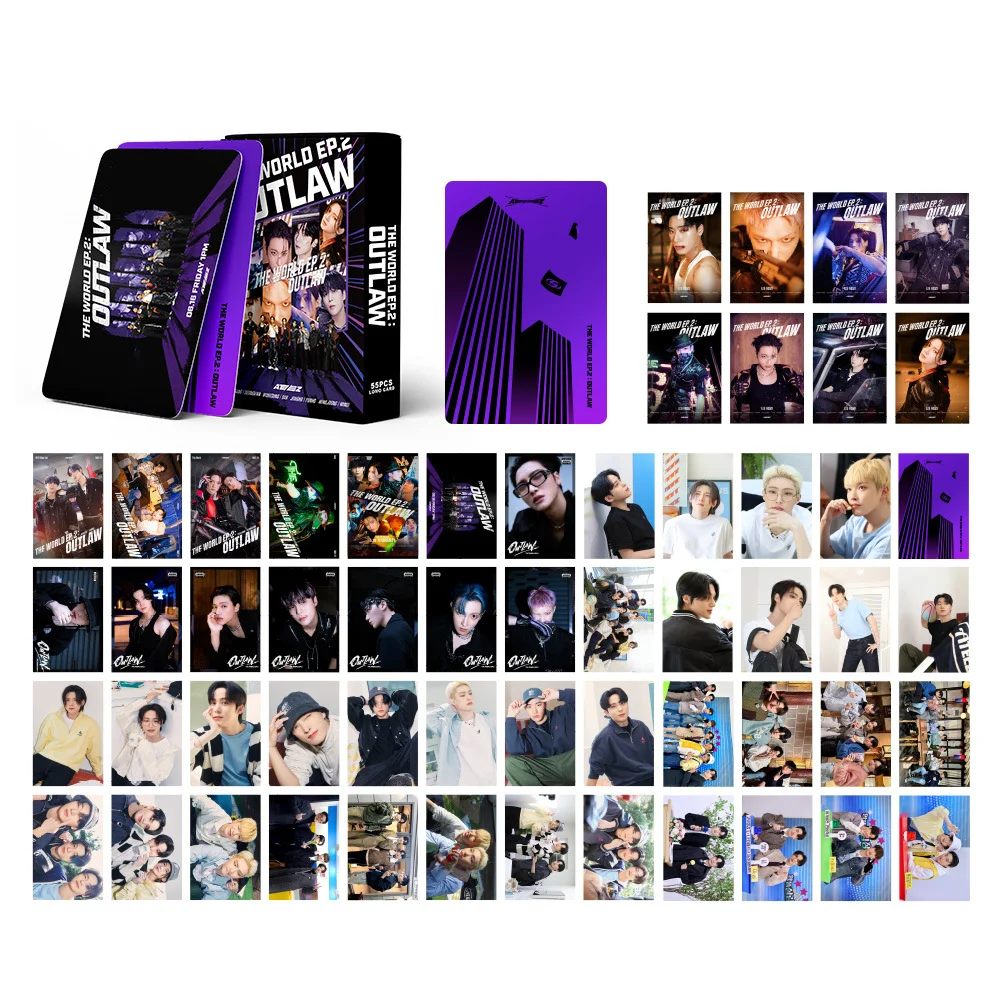 Фиолетовый карточки kpop BTS, ATEEZ, карточки K-POP, коллекционные, 55 шт