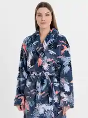 Синий халат женский, теплый