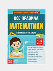 Сборник для 1–4 классов "Все правила математики", 44 страницы