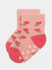 Кораллово-розовый носки детские махровые с тормозами, 2 пары