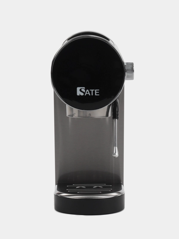 Кофеварка рожковая SATE GT-100 с капучинатором, давление 20 бар, 1360 Вт, серебристая
