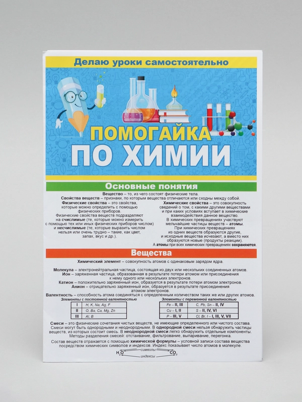 Обучающее пособие. Буклет- гармошка " Помогайка по химии " 140 х 210 мм