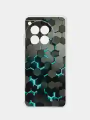 Бирюзовый чехол на OnePlus Ace 3/12R / Ван Плас Асе 3/12R прозрачный, с рисунком, защита камеры