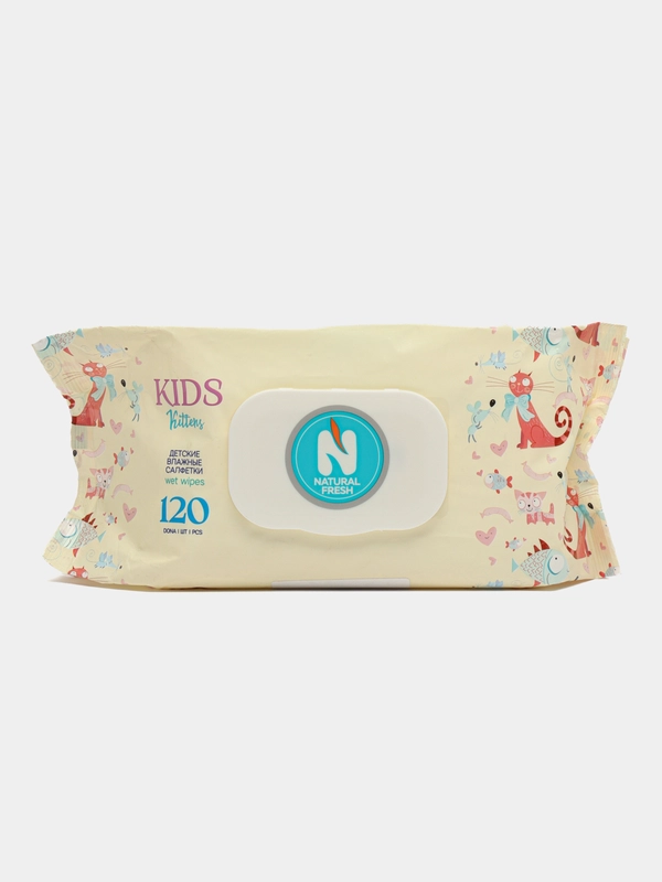 Плотные влажные салфетки для детей NATURAL FRESH "Котенок", 120 шт в упаковке