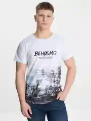 Кремовый футболка мужская с принтом