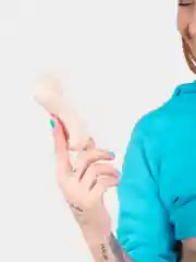 Бежевый вибратор, женский, вакуумный