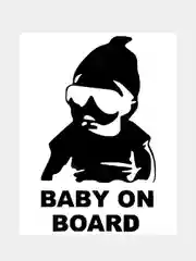 Черный наклейка на авто / машину / стекло "Baby on board", 20 х 12 см