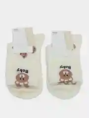 Бежевый меланж женские носки с принтом "Мишка"