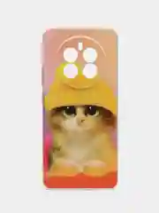 Желтый силиконовый чехол на Realme 12+ / Реалми 12 Плюс прозрачный, с рисунком, защита камеры