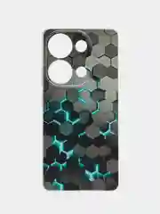 Бирюзовый чехол на Xiaomi Redmi Note 13 Pro 4G/Poco M6 Pro 4G, прозрачный, с рисунком, защита камеры