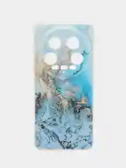 Голубой чехол на Xiaomi 14 Ultra / Сяоми 14 Ультра прозрачный, с рисунком, защита камеры
