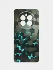 Бирюзовый силиконовый чехол на Realme 12+ / Реалми 12 Плюс прозрачный, с рисунком, защита камеры