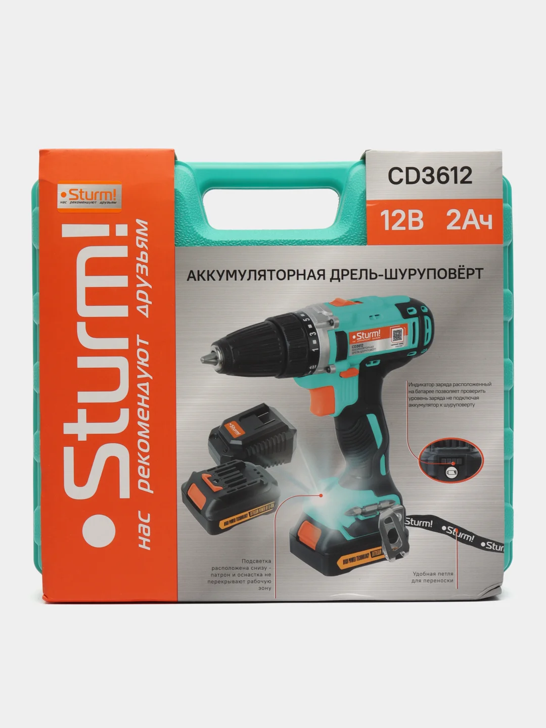 Дрель-шуруповерт Sturm CD3612 аккумуляторный 12 В,  26 Нм