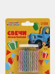 Желтый набор свечей незадуваемых для торта, 10 штук. Человек паук, Синий трактор