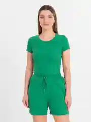 Зеленый костюм летний с шортами хлопок женский