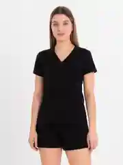 Черный костюм летний с шортами хлопок женский