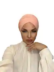 Коралловый меланж платок мусульманский /Хиджаб/Платок шифоновый /Платок на никах/Готовый платок/Тюрбан/ADEMI