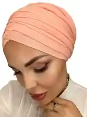 Коралловый меланж платок мусульманский /Хиджаб/Платок шифоновый /Платок на никах/Готовый платок/Тюрбан/ADEMI