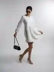 Белый платье женское повседневное, однотонное