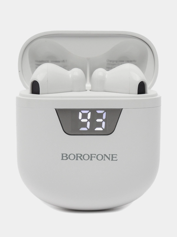 Наушники Borofone BW05 Pure, TWS, вкладыши, Bluetooth 5.1, 30/250 мАч, дисплей, белые