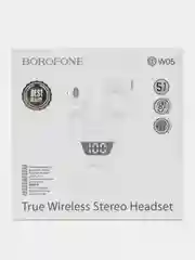 Наушники Borofone BW05 Pure, TWS, вкладыши, Bluetooth 5.1, 30/250 мАч, дисплей, белые