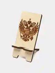 Черный подставка для телефона, деревянная, с фотогравировкой, настольная