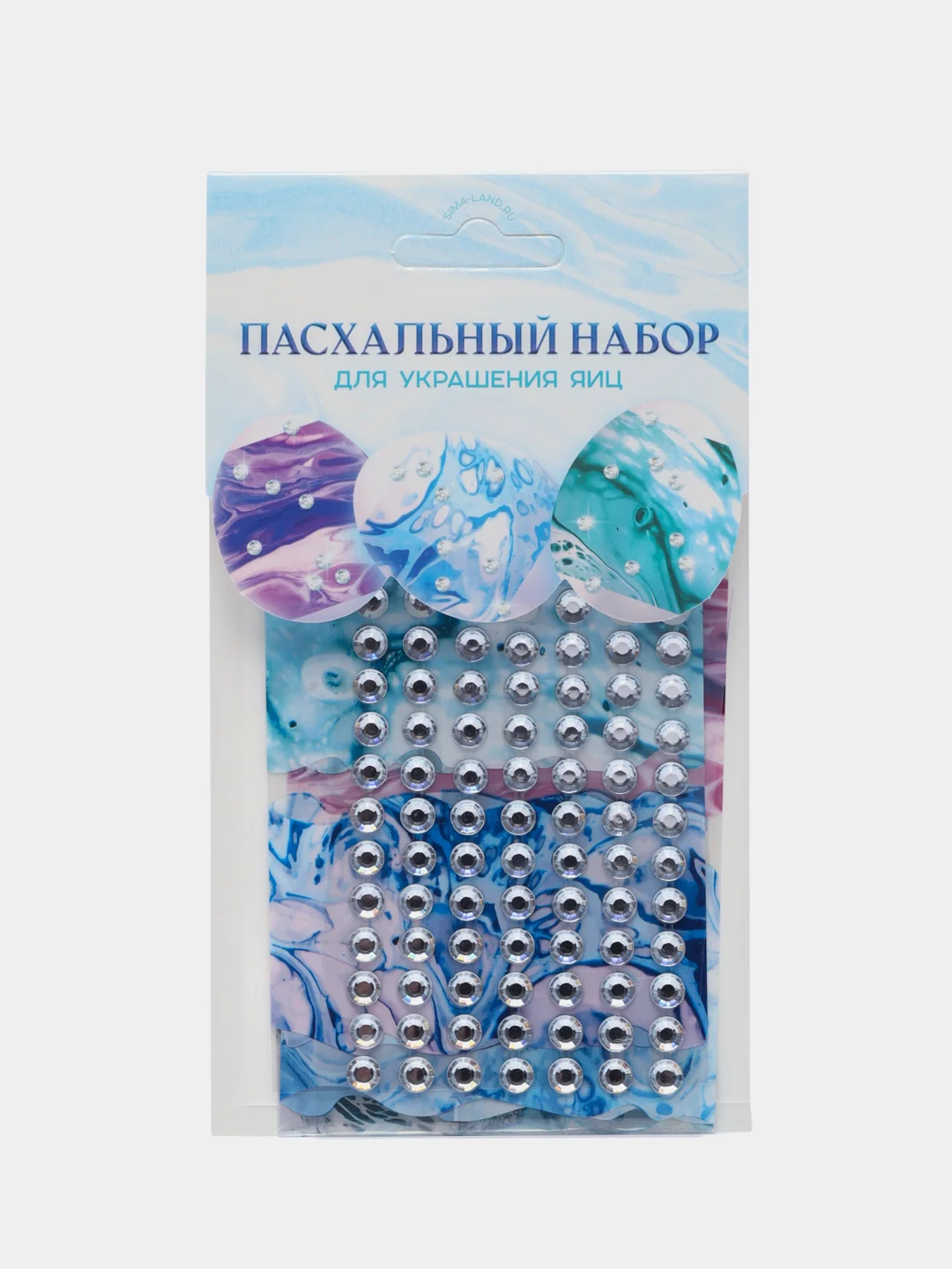 Розовый набор для украшения яиц "Пасха", термонаклейки, наклейки, стразы, подставки