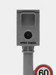 Серый светофор, фотокамера, дорожные знаки детские