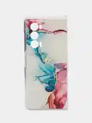Ледяной силиконовый чехол на Honor Magic V2 / Хонор Меджик V2 прозрачный, с принтом, защита камеры