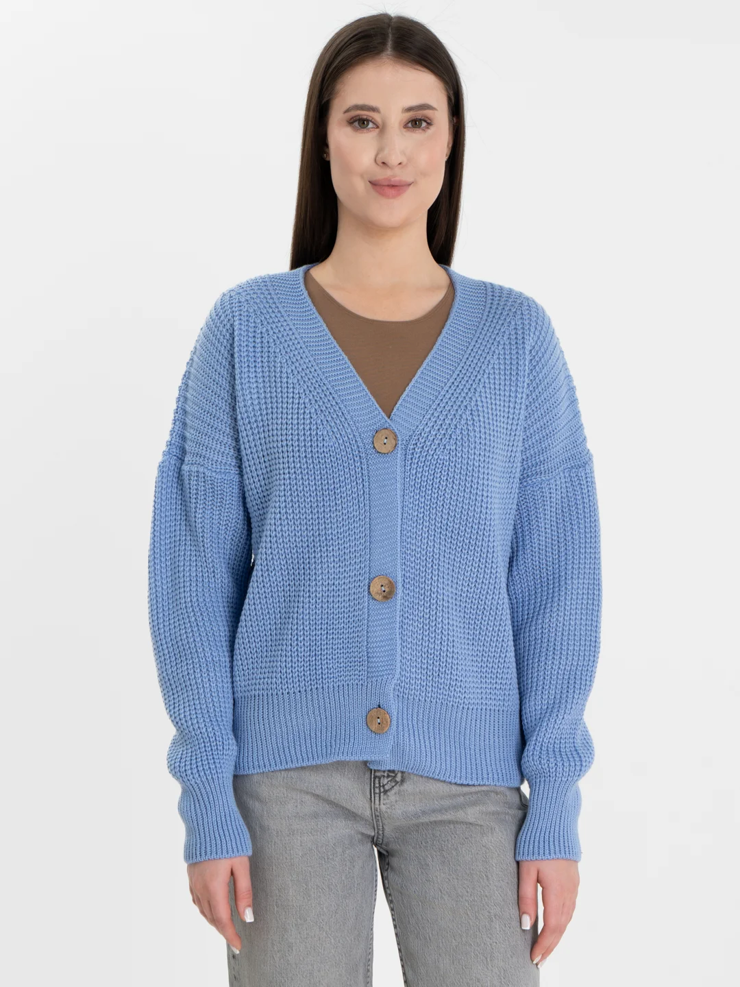 Голубой кардиган женский oversize