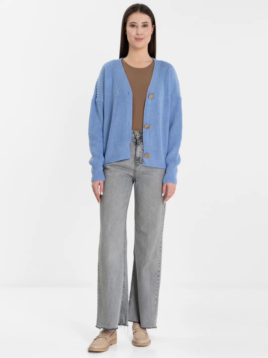 Голубой кардиган женский oversize
