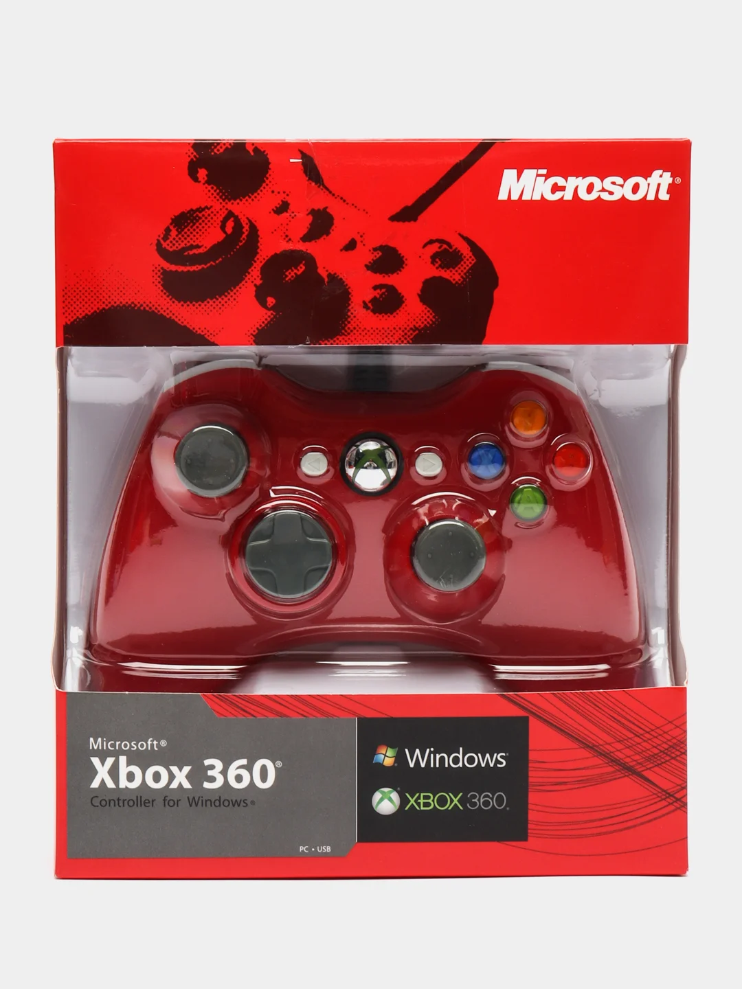 Красный джойстик XBOX 360 Wired Controller, геймпад проводной, с вибрацией