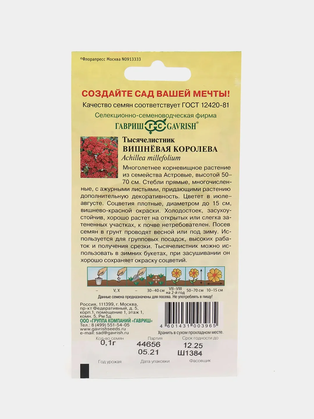 Тысячелистник Вишневая королева (семена,цветы)