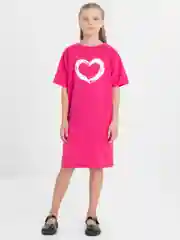 Тёмно-розовый платье-футболка oversize, туника для девочек