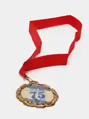 Медаль с лентой "75 лет", синяя", D = 70 мм