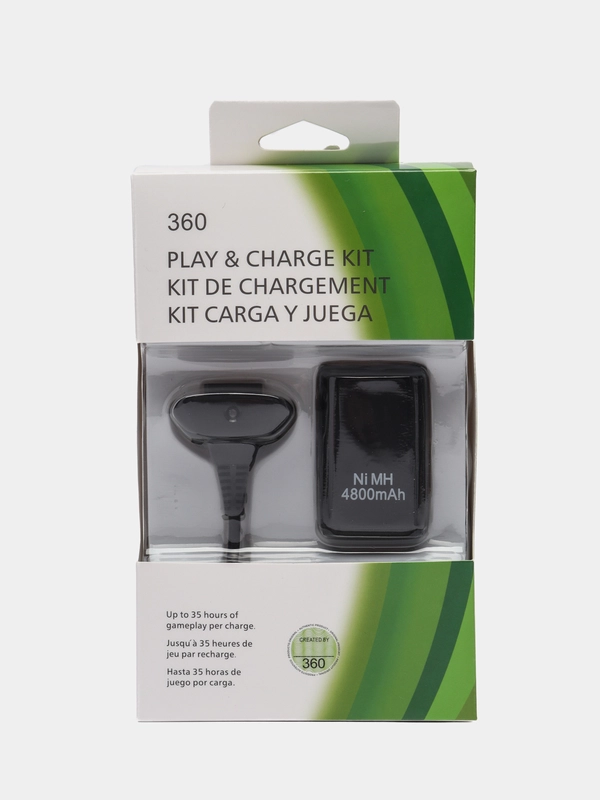 Зарядное устройство Xbox 360: кабель + аккумуляторная батарея Play & Charge Kit, 4800 mAh