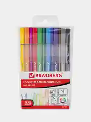 Набор капиллярных ручек (линеров) BRAUBERG 12шт., АССОРТИ, Aero, метал.наконеч,0,4мм