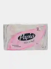 Полотенца бумажные Papia Pure&Soft трехслойные, 4 рулона, 90 листов, белый, без запаха