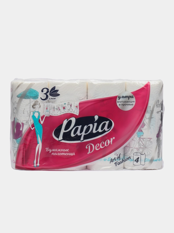 Бумажные полотенца Papia DECOR трехсойный 4 рулона 85 листов
