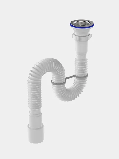 Гофросифон Aquant удлиненный, с металлической решеткой, 1 1/2" (70 мм) х 40/50, F113-55-MR