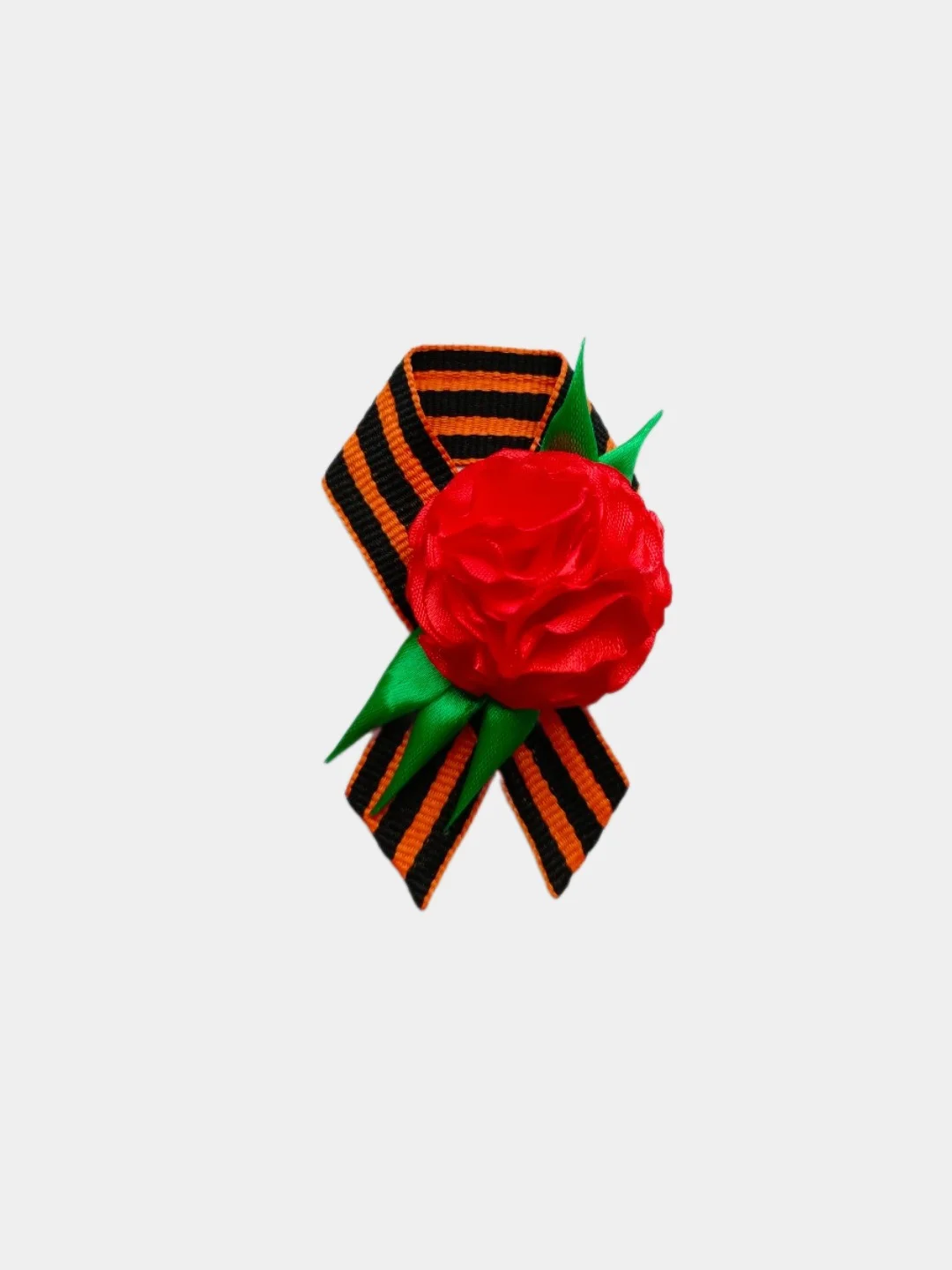 Красный брошь на 9 мая на георгиевской ленте/ бантики для волос / Георгиевская лента / 9 май