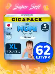 Momi Подгузники трусики детские 12-17 кг размер 5 XL 62шт Super Soft GIGA PACK